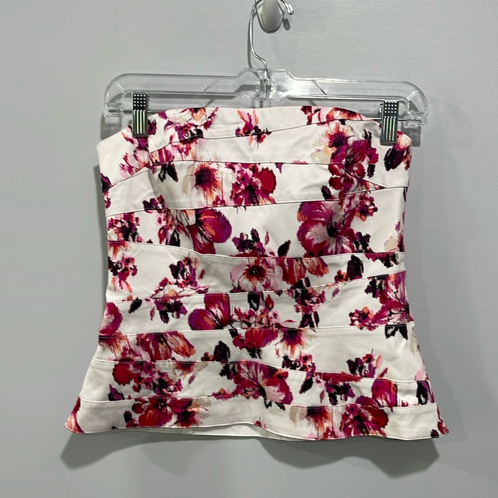 White House Black Market halter top size 4 floral white pink multicolor